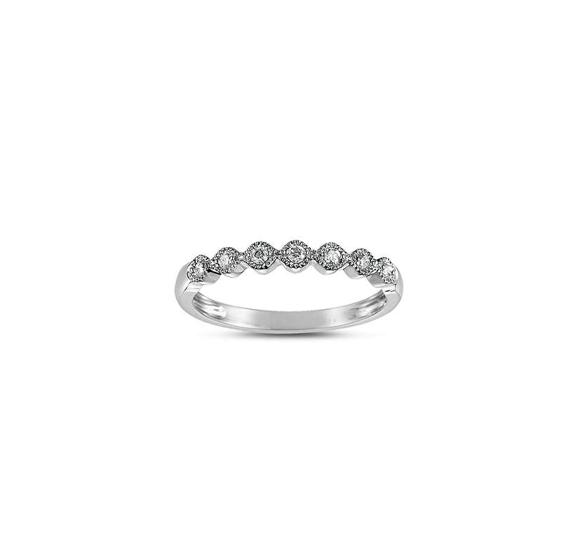 Sabel Collection 14K White Gold Textured Bezel Set Diamond Ring